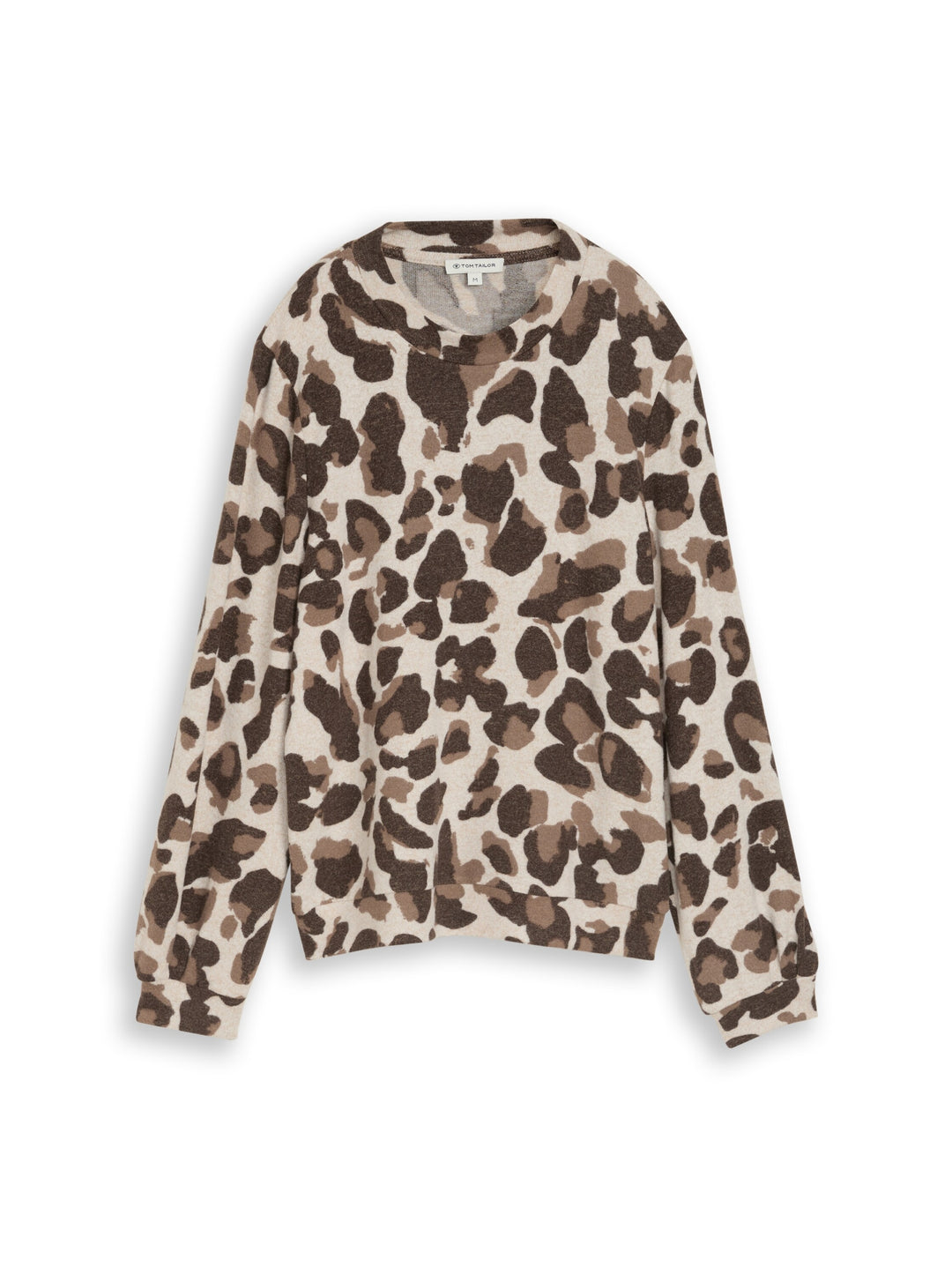 T-shirt cozy alloverprint, beige melange brown  leo print 40895 Bild 1