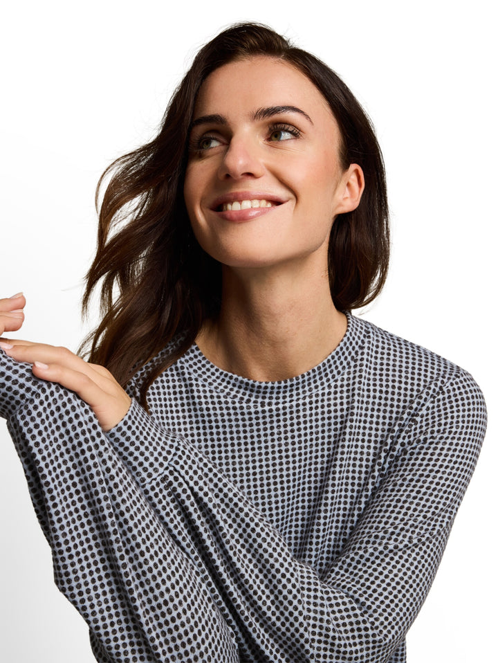 T-shirt cozy alloverprint, brown dot on blue melange 41450 Bild 6