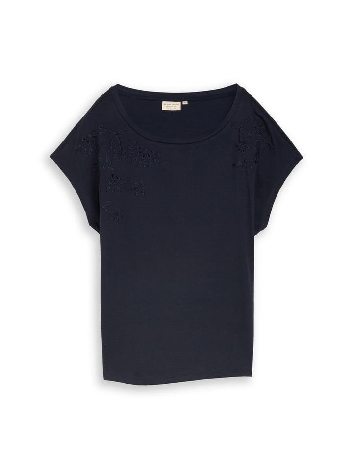 T-shirt crew neck ajour deplac, sky captain blue 10668 Bild 1