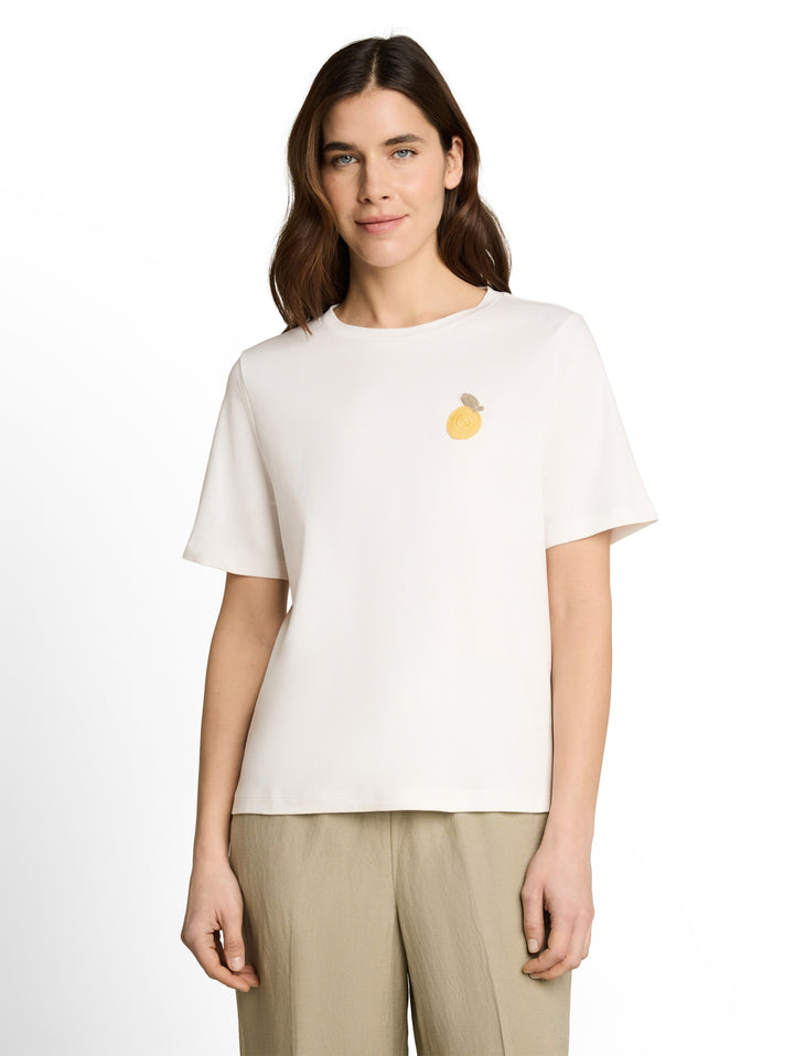 T-Shirt crew neck crochet deta, Whisper White 10315 Bild 5