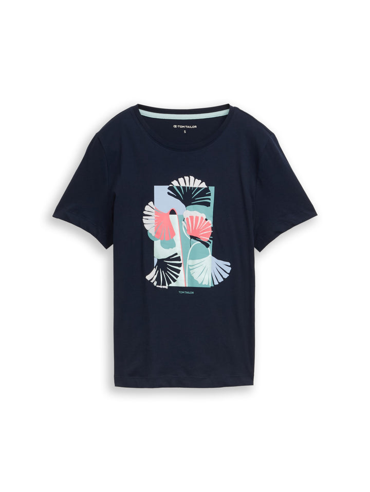 T-shirt crew neck front print, sky captain blue 10668 Bild 1