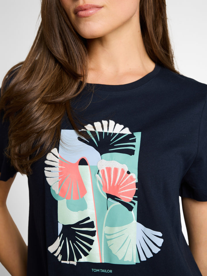 T-shirt crew neck front print, sky captain blue 10668 Bild 6