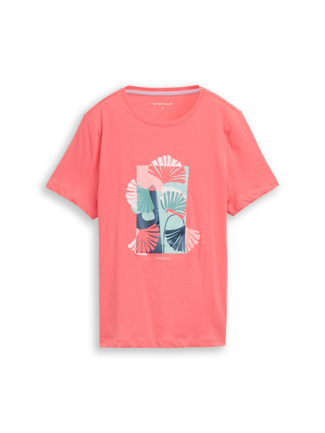 T-shirt crew neck front print, soft coral pink 40029 Bild 1