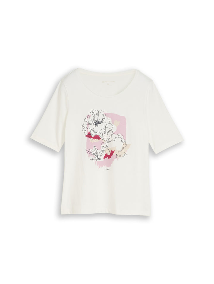 T-shirt crew neck with print, Whisper White 10315 Bild 1