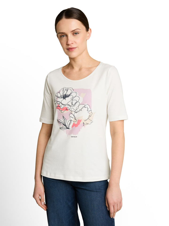T-shirt crew neck with print, Whisper White 10315 Bild 5