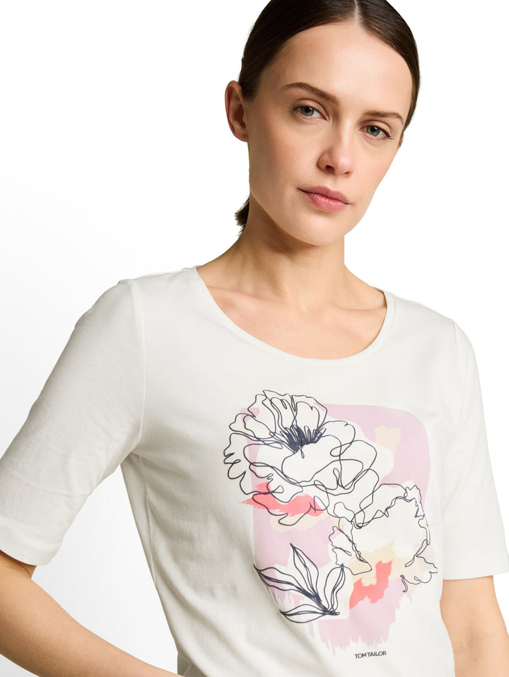 T-shirt crew neck with print, Whisper White 10315 Bild 6