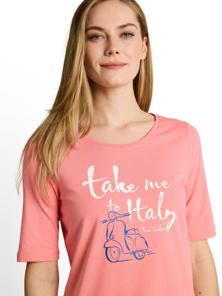 T-shirt crew neck with print, soft fuchsia pink 40506 Bild 5