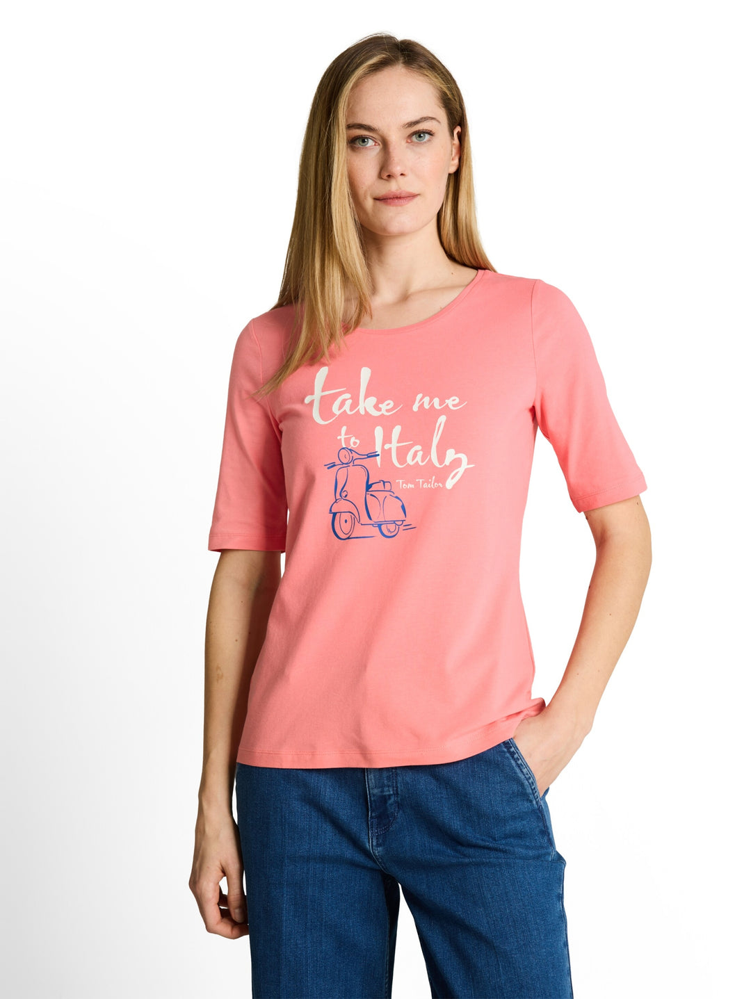 T-shirt crew neck with print, soft fuchsia pink 40506 Bild 6