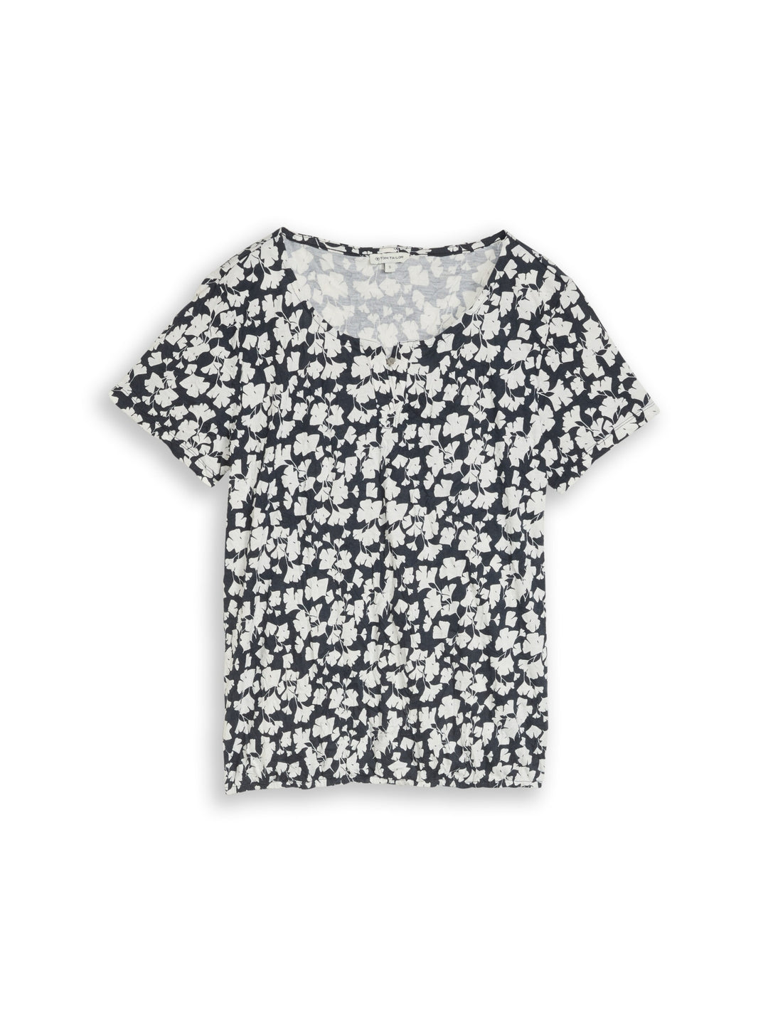 T-shirt henley crincle allover, blue ginkgo minimal 39735 Bild 1