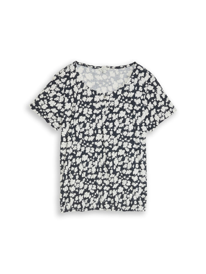 T-shirt henley crincle allover, blue ginkgo minimal 39735 Bild 1