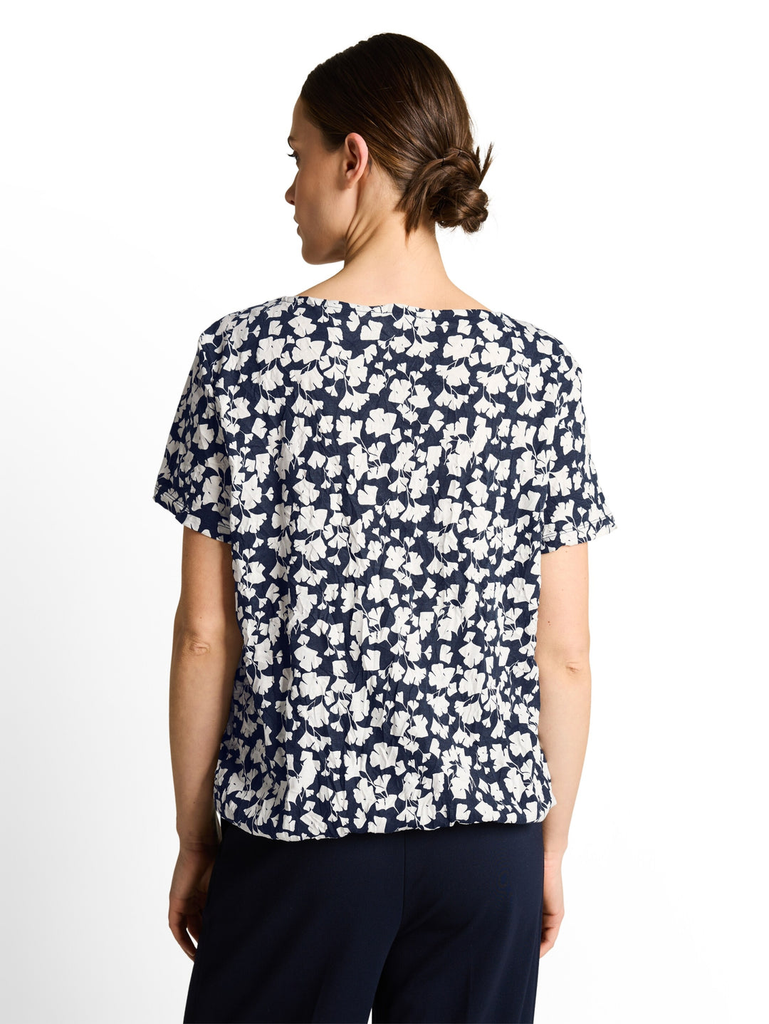 T-shirt henley crincle allover, blue ginkgo minimal 39735 Bild 4