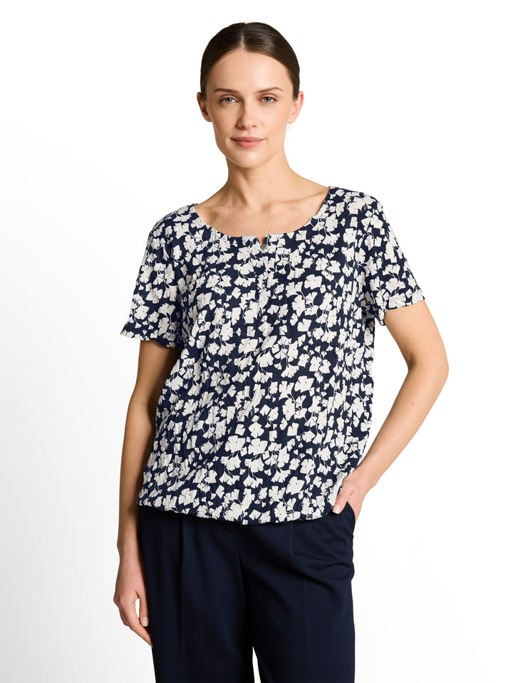 T-shirt henley crincle allover, blue ginkgo minimal 39735 Bild 6