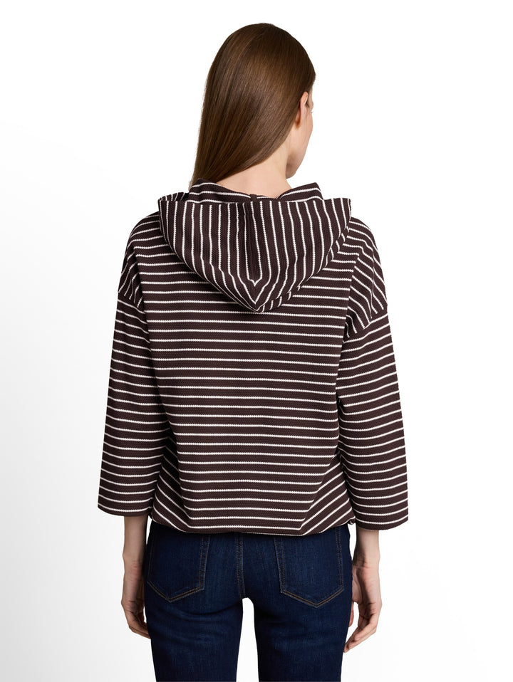 T-shirt hoody stripe structure, java dark brown white stripe 40840 Bild 4