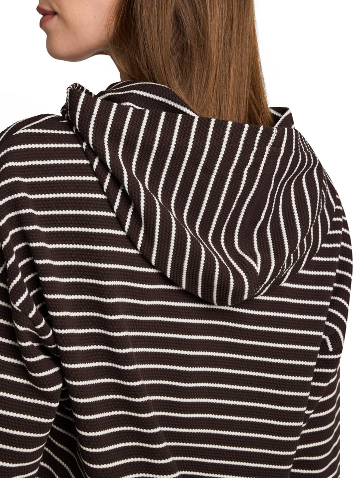 T-shirt hoody stripe structure, java dark brown white stripe 40840 Bild 5