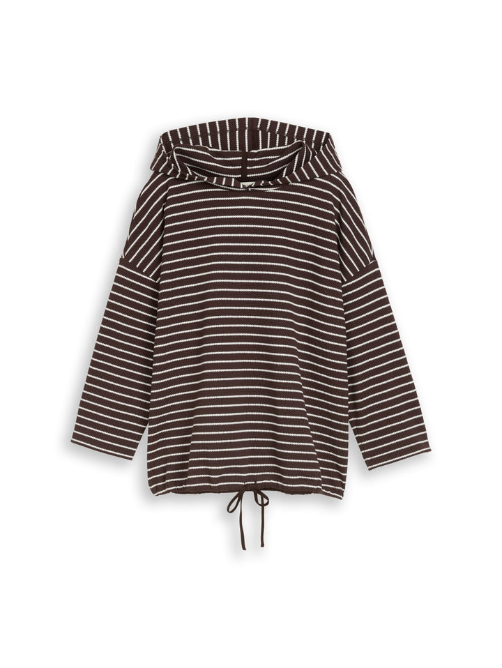 T-shirt hoody stripe structure, java dark brown white stripe 40840 Bild 7