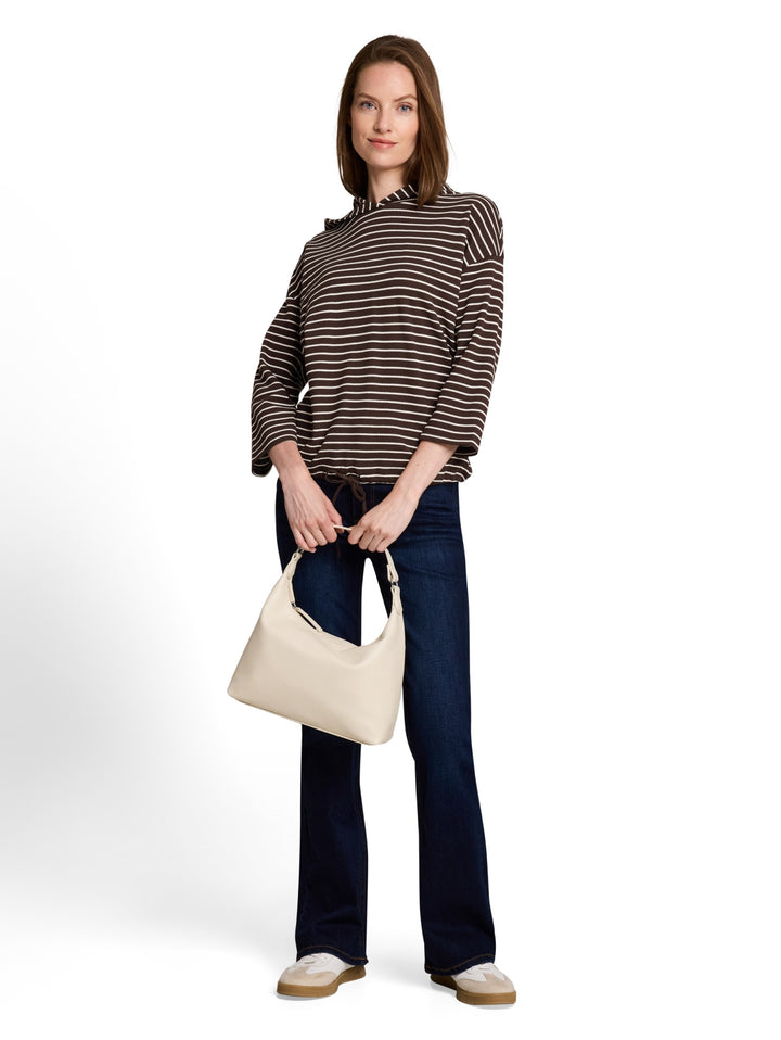 T-shirt hoody stripe structure, java dark brown white stripe 40840 Bild 9