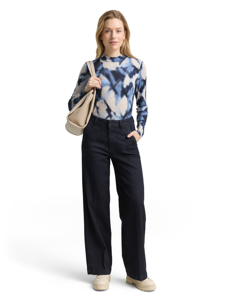 T-shirt mock neck alloverprint, blue blurry argyle 39031 Bild 3