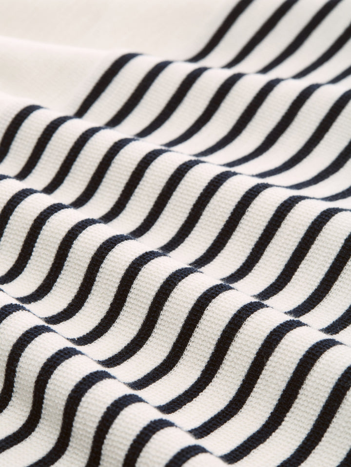 T-shirt shoulder buttons strip, offwhite navy blue stripe 39840 Bild 2