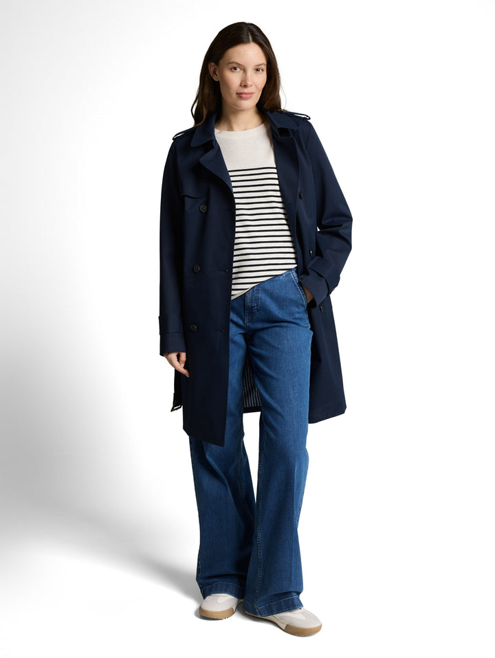 T-shirt shoulder buttons strip, offwhite navy blue stripe 39840 Bild 3