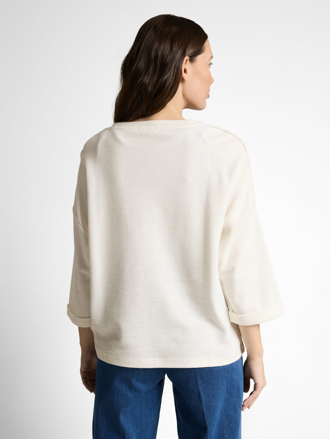 T-shirt shoulder buttons strip, offwhite navy blue stripe 39840 Bild 4