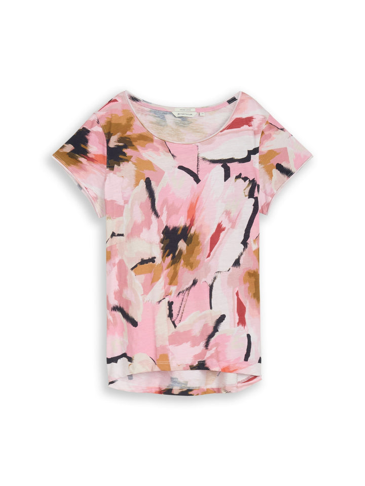 T-shirt slub jersey wide crew, big abstract flower print 39736 Bild 1