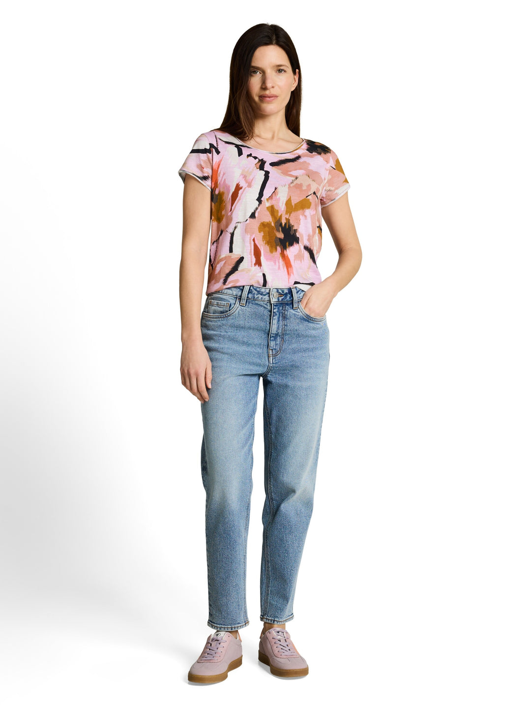 T-shirt slub jersey wide crew, big abstract flower print 39736 Bild 3