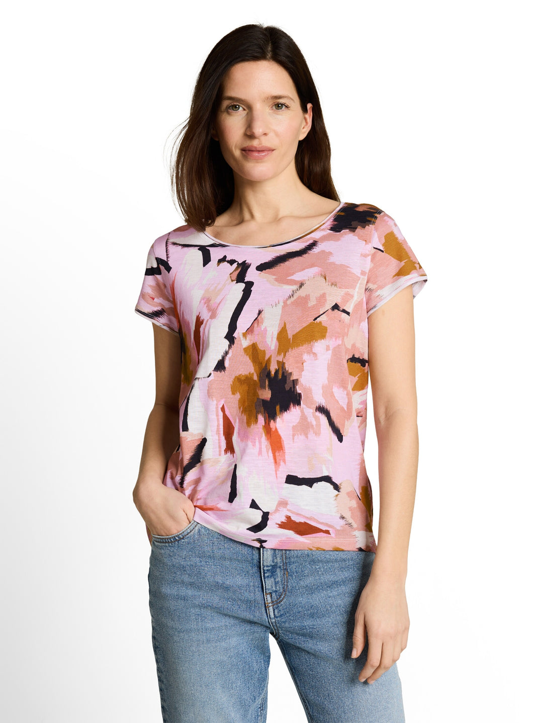 T-shirt slub jersey wide crew, big abstract flower print 39736 Bild 5