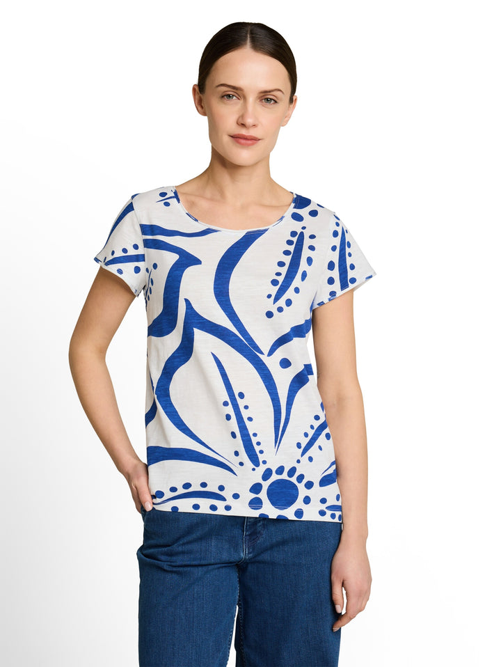 T-shirt slub jersey wide crew, royal blue flower 40563 Bild 6