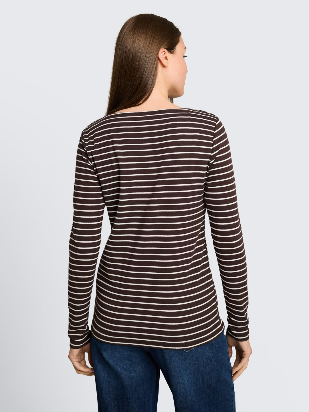T-Shirt striped boatneck, brown white stripe 40822 Bild 10