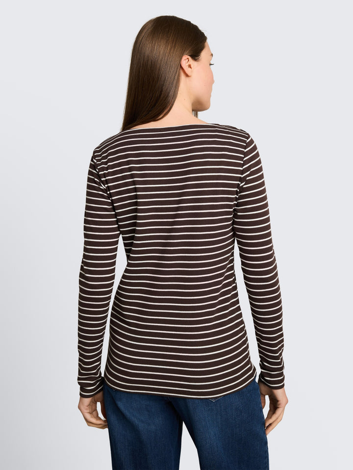 T-Shirt striped boatneck, brown white stripe 40822 Bild 10