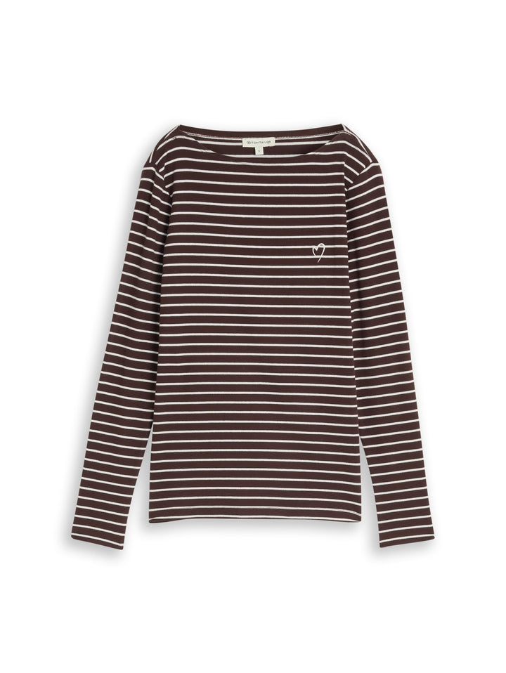 T-Shirt striped boatneck, brown white stripe 40822 Bild 1