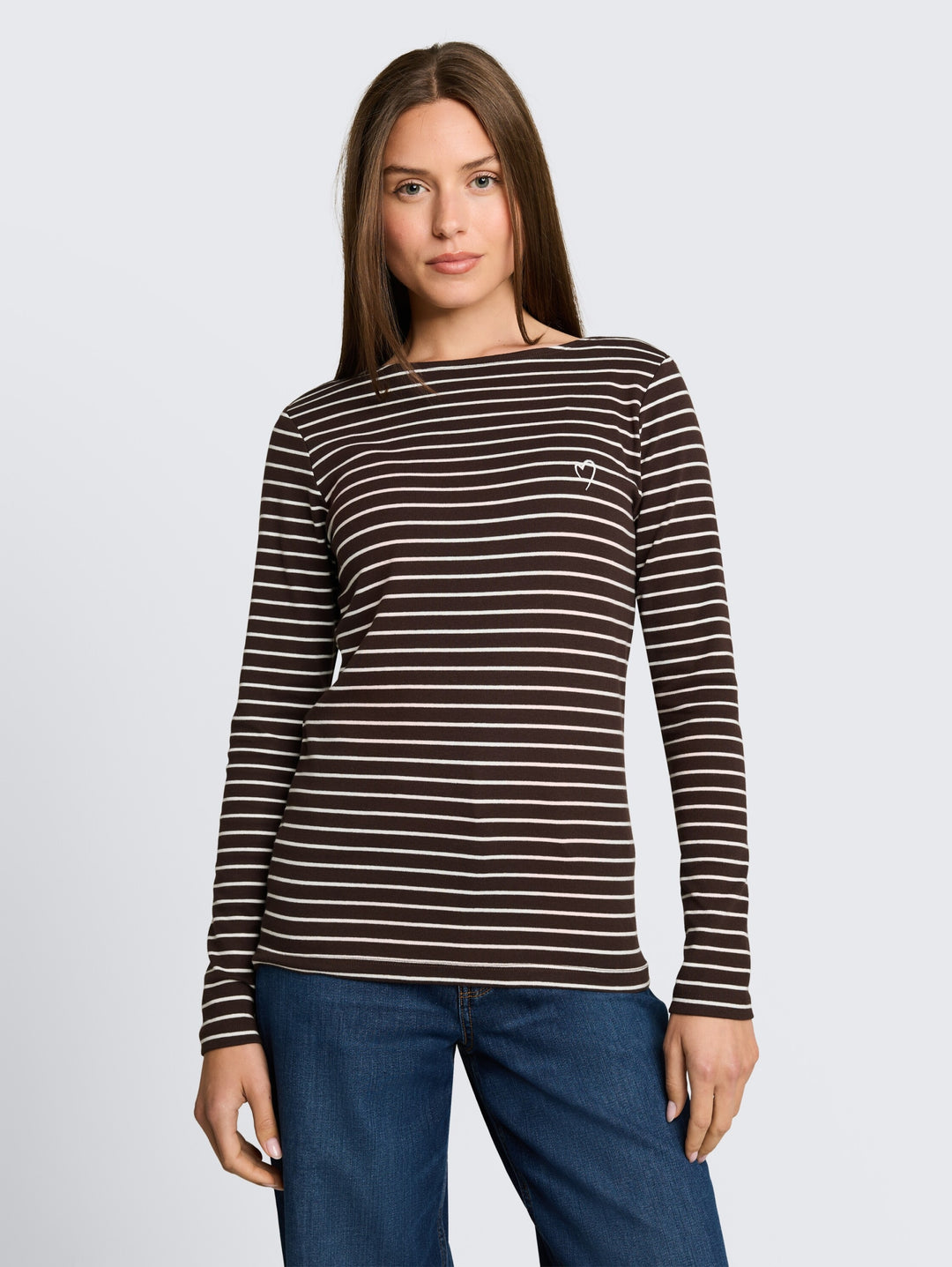 T-Shirt striped boatneck, brown white stripe 40822 Bild 11