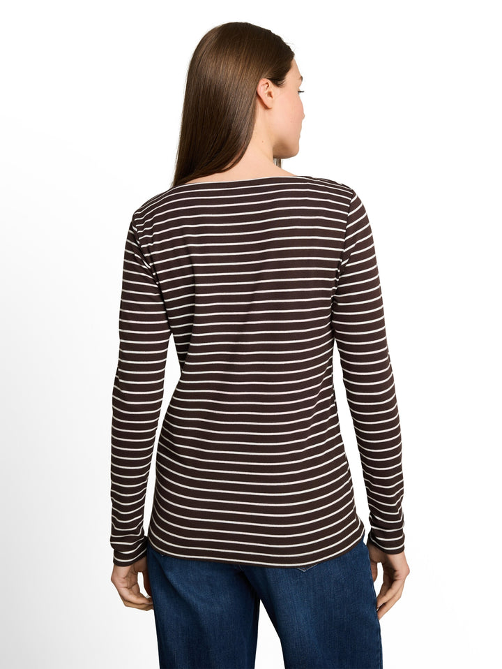 T-Shirt striped boatneck, brown white stripe 40822 Bild 4