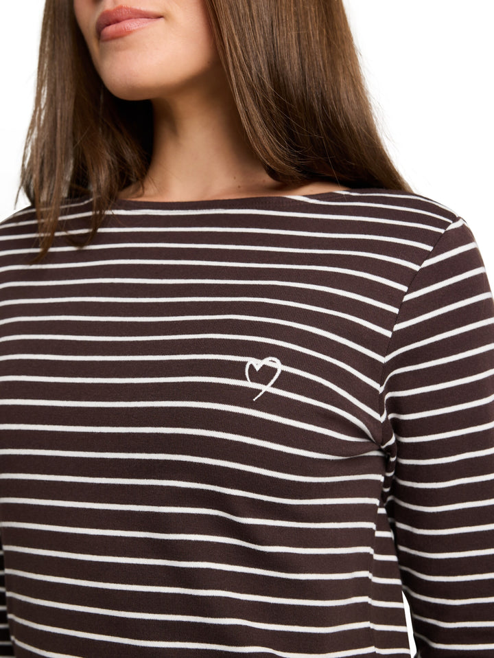 T-Shirt striped boatneck, brown white stripe 40822 Bild 6