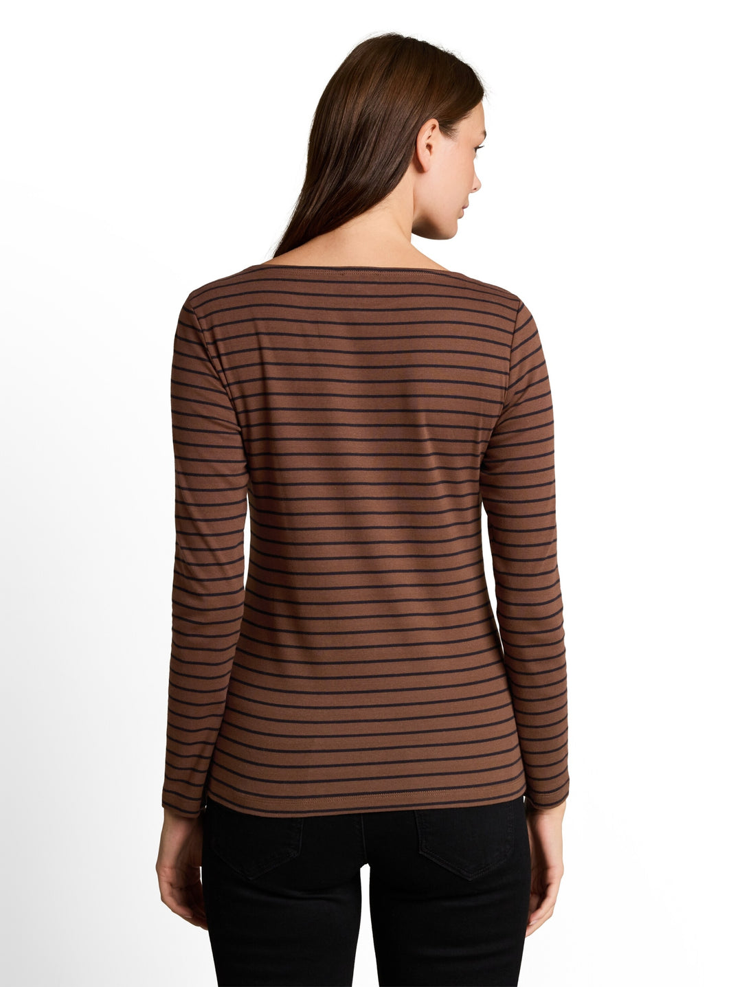 T-Shirt striped boatneck, camel black irregular stripe 40892 Bild 4