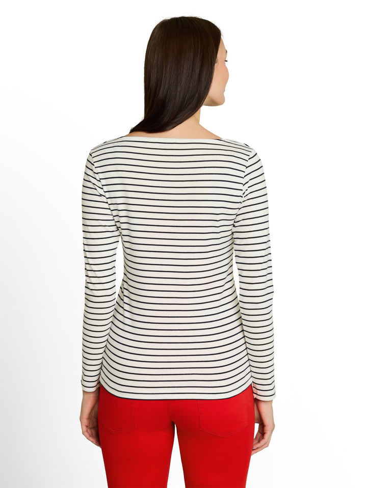 T-Shirt striped boatneck, navy offwhite stripe 40354 Bild 4