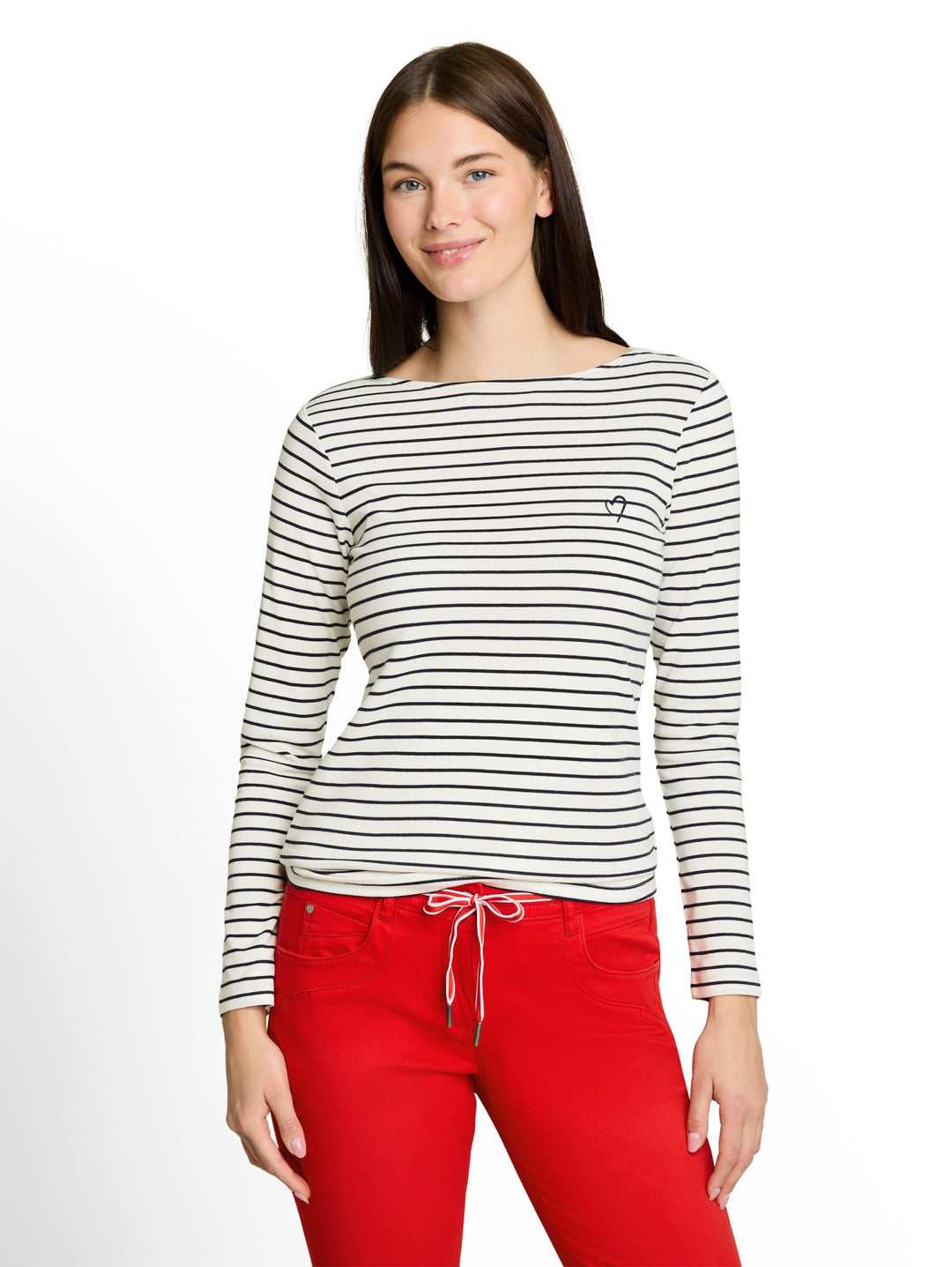 T-Shirt striped boatneck, navy offwhite stripe 40354 Bild 5
