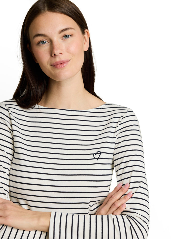 T-Shirt striped boatneck, navy offwhite stripe 40354 Bild 6