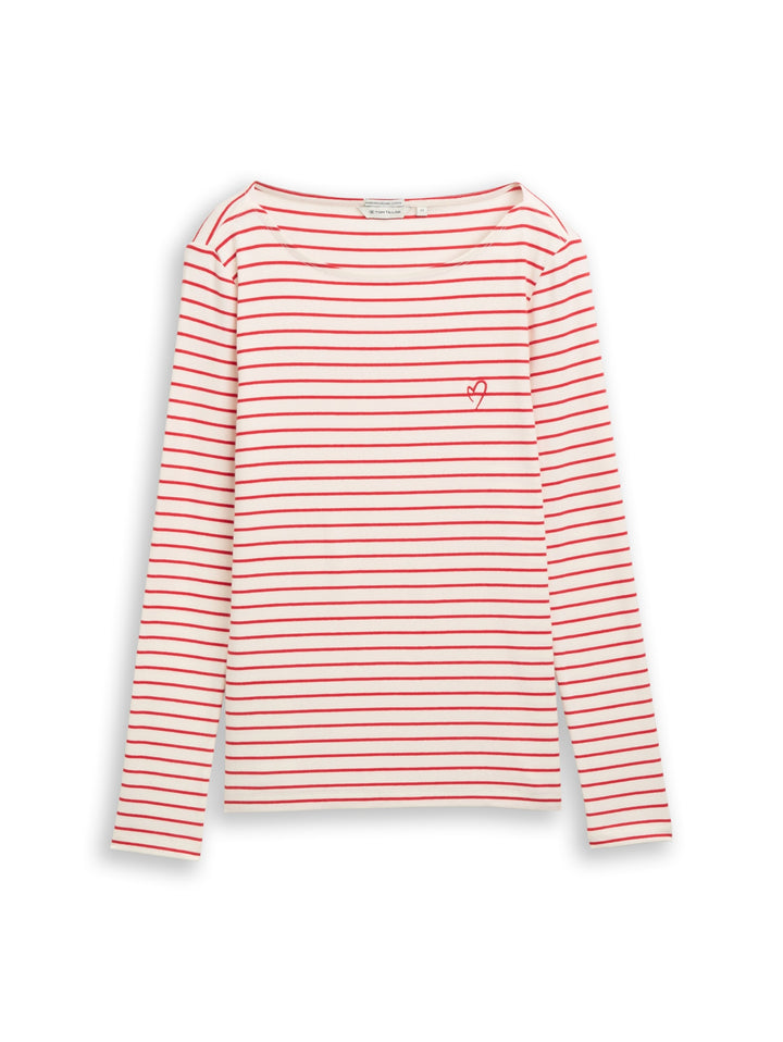 T-Shirt striped boatneck, red offwhite stripe 40355 Bild 1