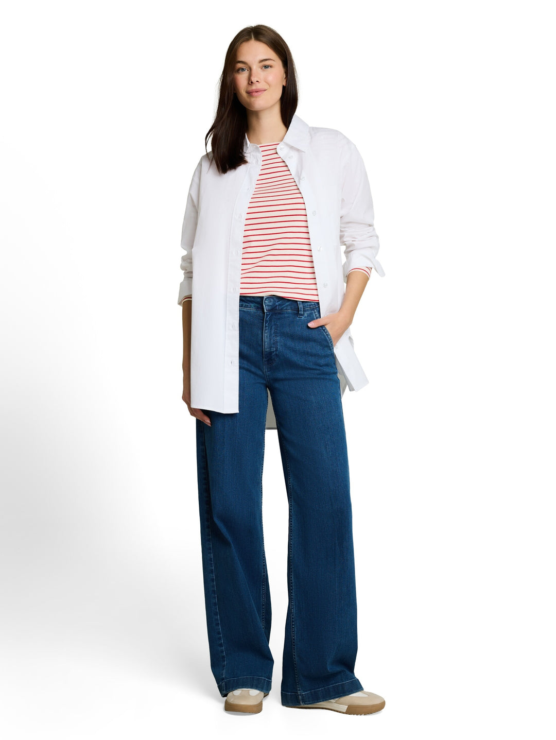 T-Shirt striped boatneck, red offwhite stripe 40355 Bild 3