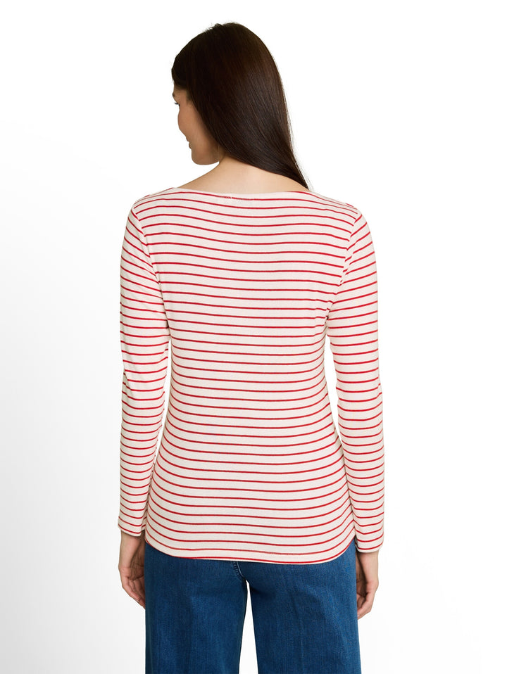 T-Shirt striped boatneck, red offwhite stripe 40355 Bild 4