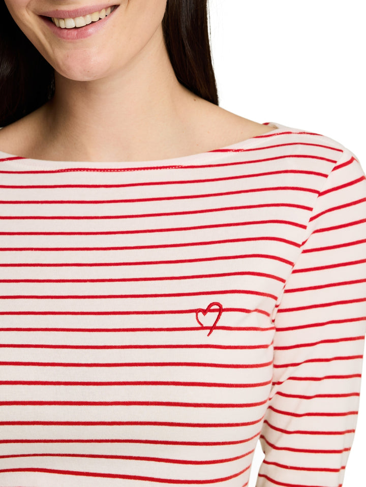 T-Shirt striped boatneck, red offwhite stripe 40355 Bild 6