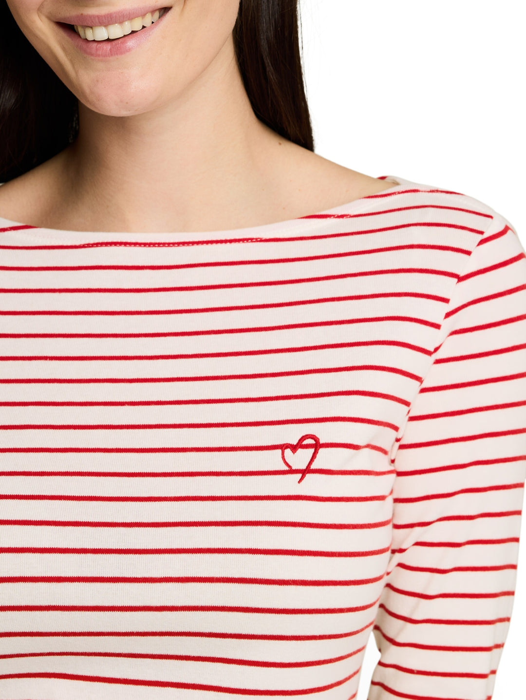 T-Shirt striped boatneck, red offwhite stripe 40355 Bild 7