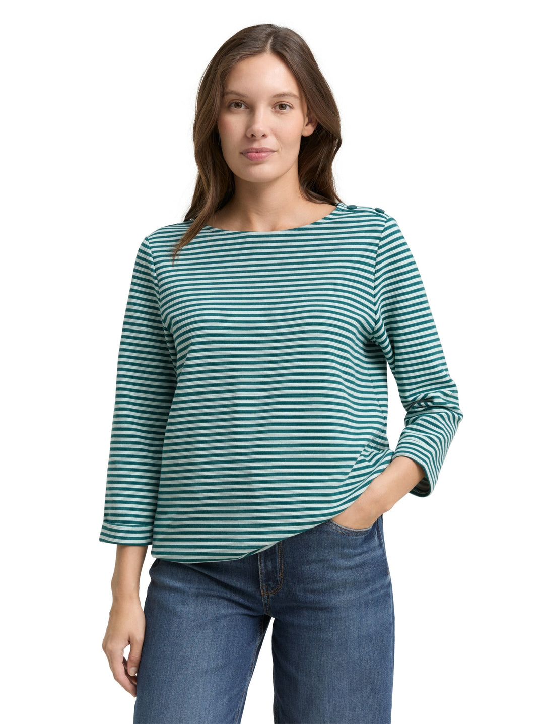 T-shirt structured, mint green regular stripe 40016 Bild 5