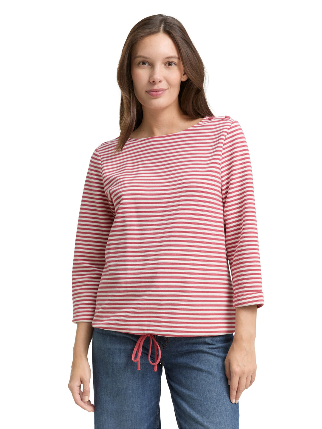 T-shirt structured, pink offwhite regular stripe 39435 Bild 5