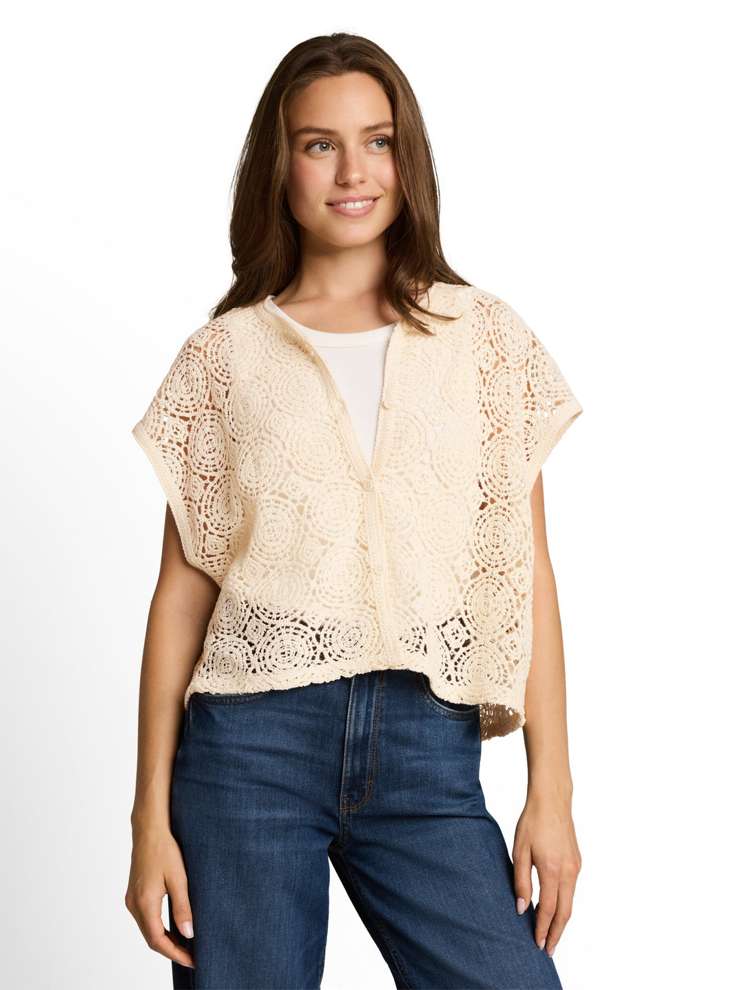 T-Shirt vest buttoned, Dove White 10330 Bild 5