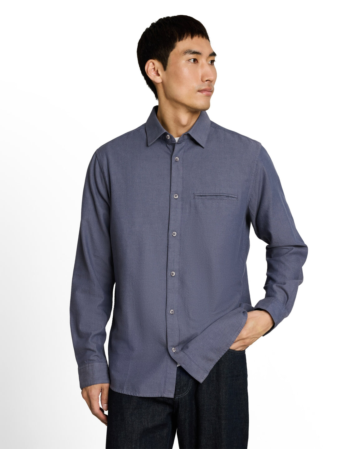twill shirt, blue twill structure 40709 Bild 6