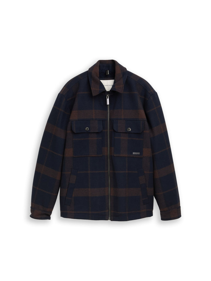 wool overshirt, navy camel check 40607 Bild 1