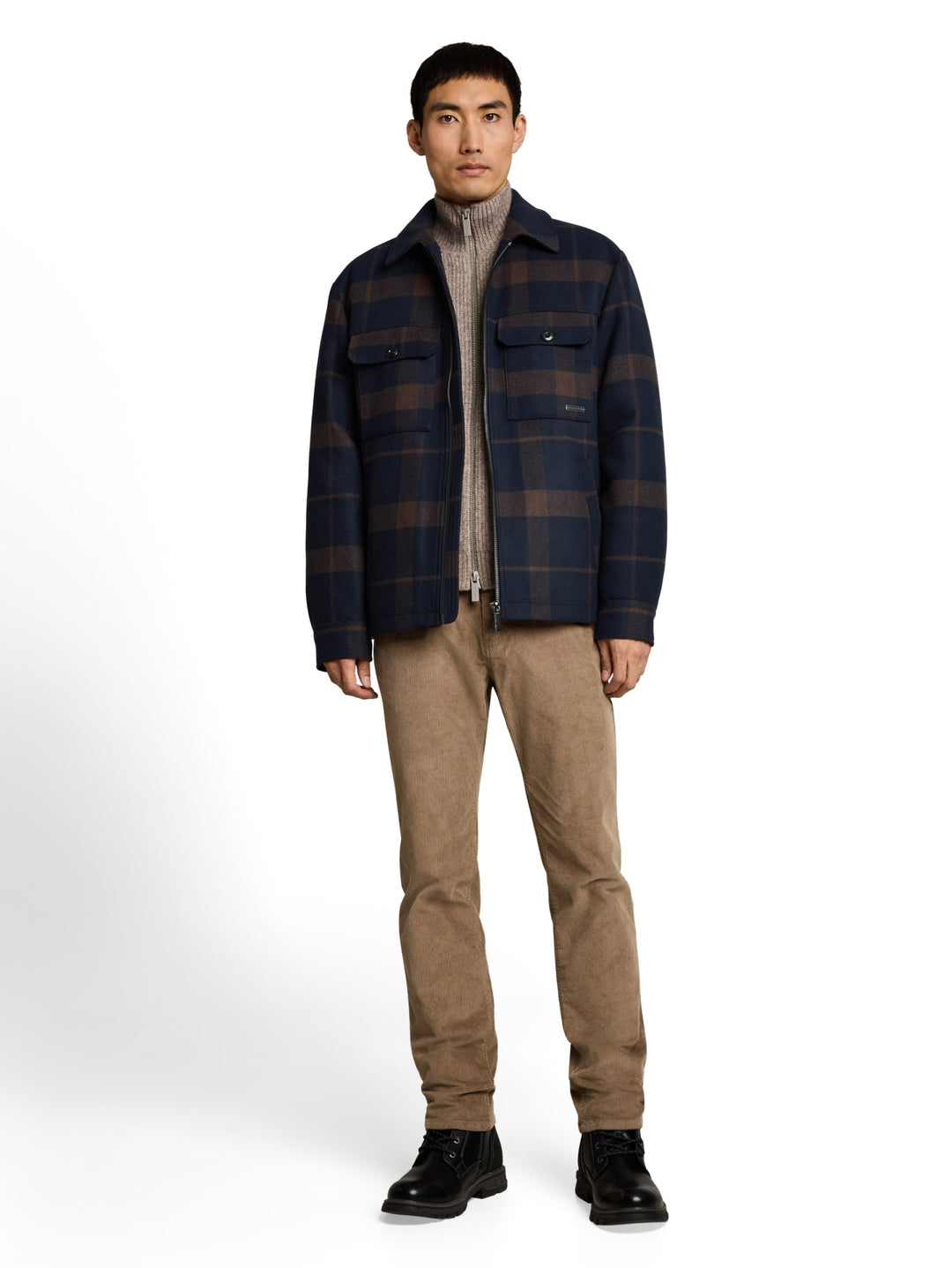 wool overshirt, navy camel check 40607 Bild 3
