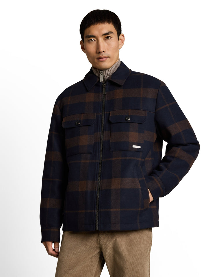 wool overshirt, navy camel check 40607 Bild 5